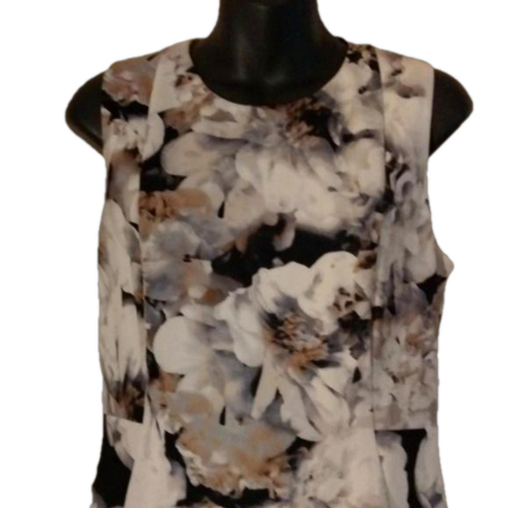 NWT Calvin Klein floral dress. Beautiful style and neutral colors for Fall. - Picture 2 of 15